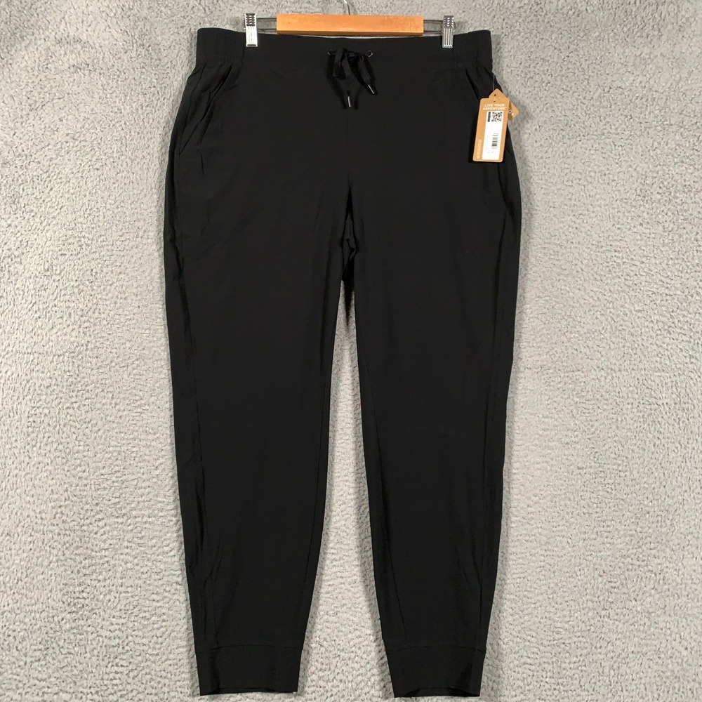Eddie Bauer Departure Jogger Pant Women Large Black Travel Hiking UPF 50 Stretch